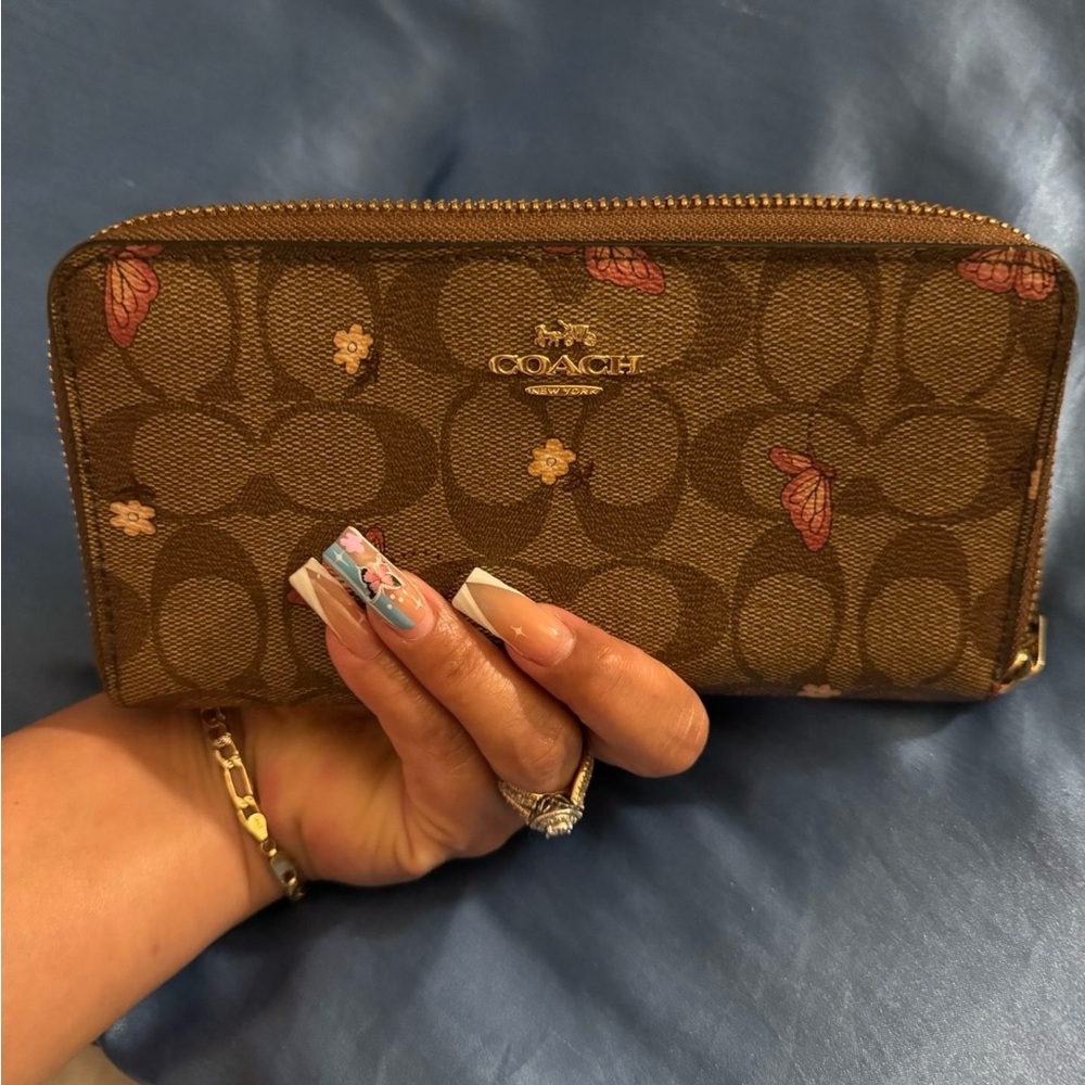Coach Brown and Pink Signature Wallet
